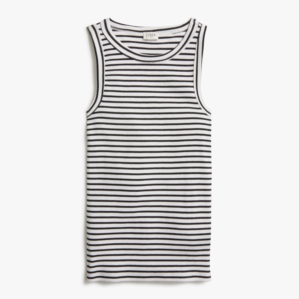 NWT! J Crew Factory - Striped Ribbed Tank Top - Black/White - Size Small